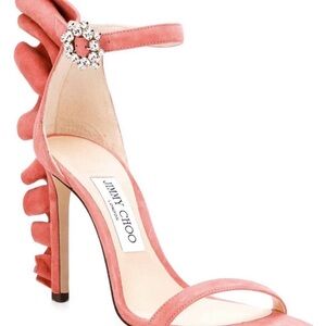 Jimmy Choo Pink Ruffle Sandals